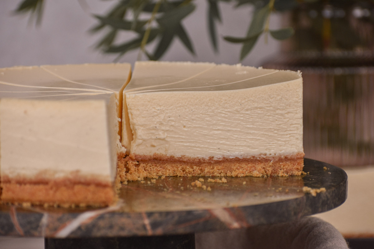 slice of rich and creamy classic cheesecake