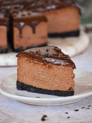 Slice of Chocolate Mousse Cheesecake