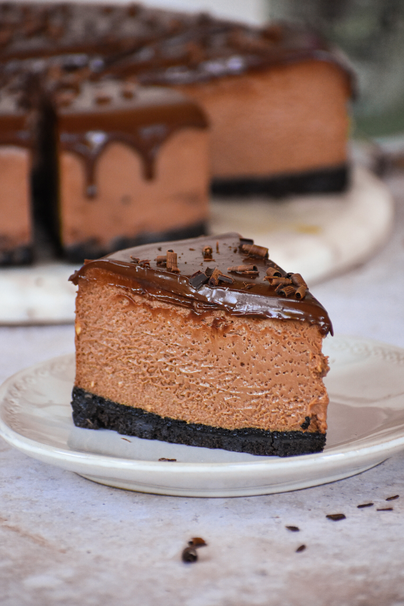 Slice of Chocolate Mousse Cheesecake