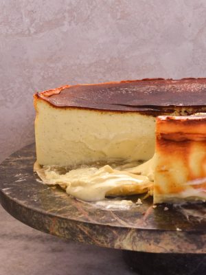 creamy slice of basque cheesecake
