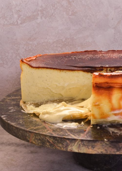 creamy slice of basque cheesecake